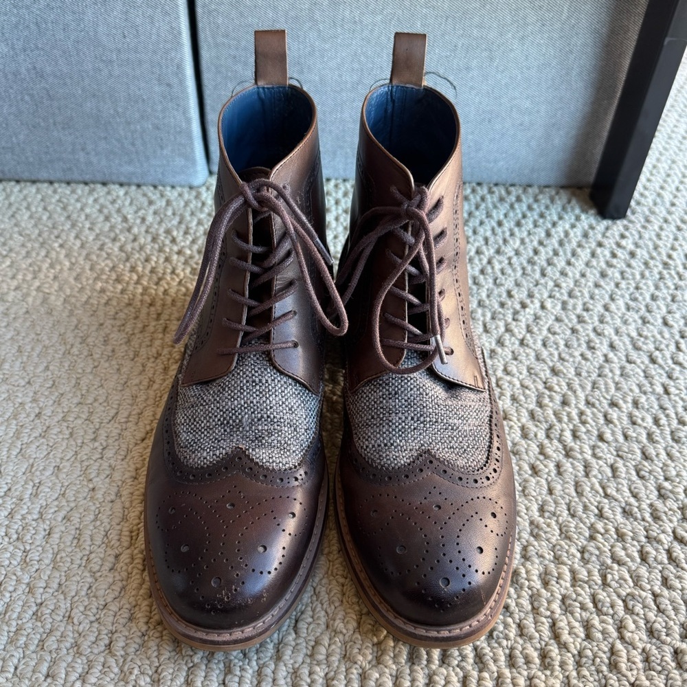 Vintage Foundry Brown Leather Brogue Boots